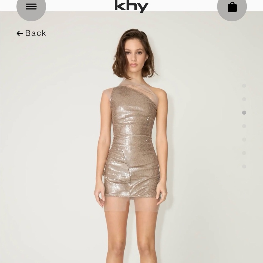 Asymmetric One-Shoulder Sequin Mini Dress in Champagne
